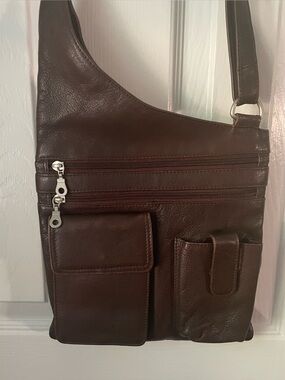 Brown Leather Crossbody Messenger Bag - Classic Travel Bag